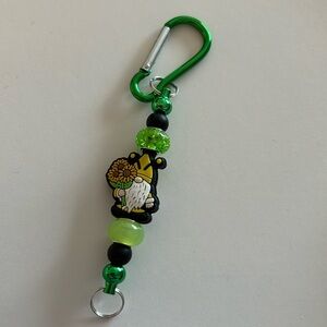 New handmade beaded gnome with sunflower keychain
